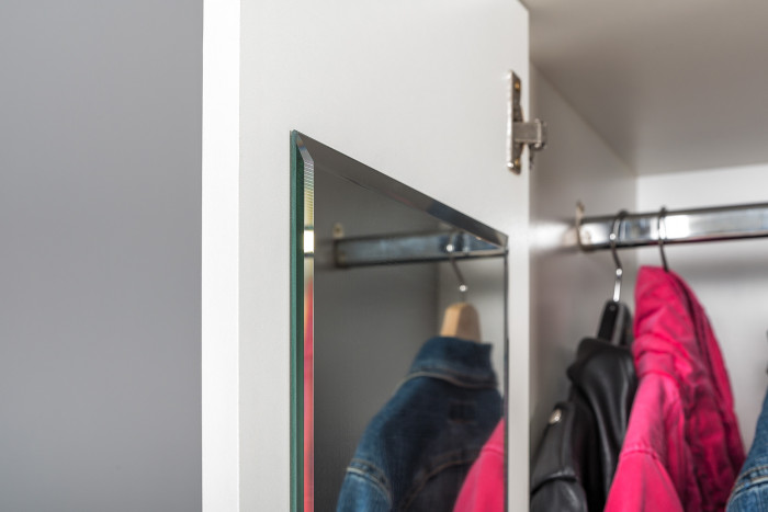 Торонто Компоновка № 01, цвет белый шагрень/стальной серый, ШхГхВ 320х53,1х195,7 см., универсальная сборка