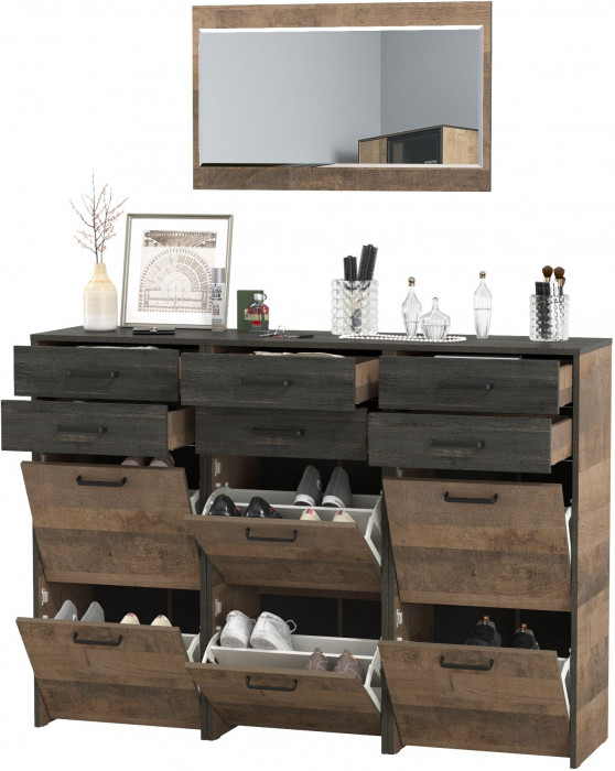 Трувор Прихожая 143, цвет дуб гранж песочный/интра, ШхГхВ 150х37х195 см.