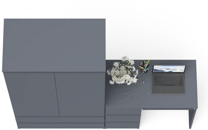 Мори компьютерный стол МС-6 левый + Шкаф МШ900.1, графит