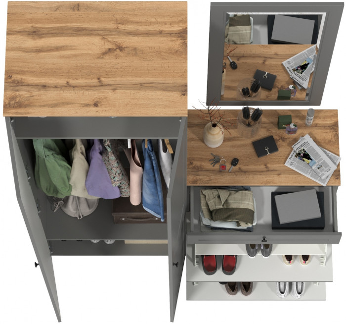 Остин Прихожая 16, серый графит/дуб крафт золотой