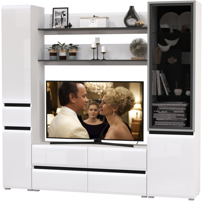 Сидней Комплектация № 072, корпус: белый/чёрный/фасады: МДФ белый глянец