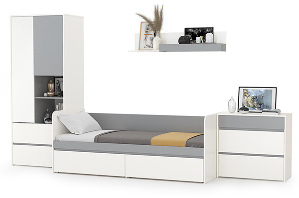 Торонто Компоновка № 19, белый шагрень/стальной серый