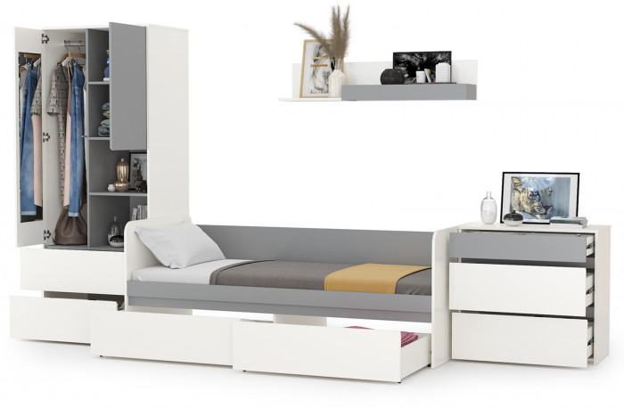 Торонто Компоновка № 19, белый шагрень/стальной серый