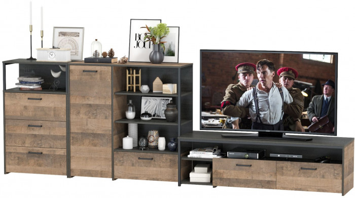 Трувор Гостиная 011, дуб гранж песочный/интра