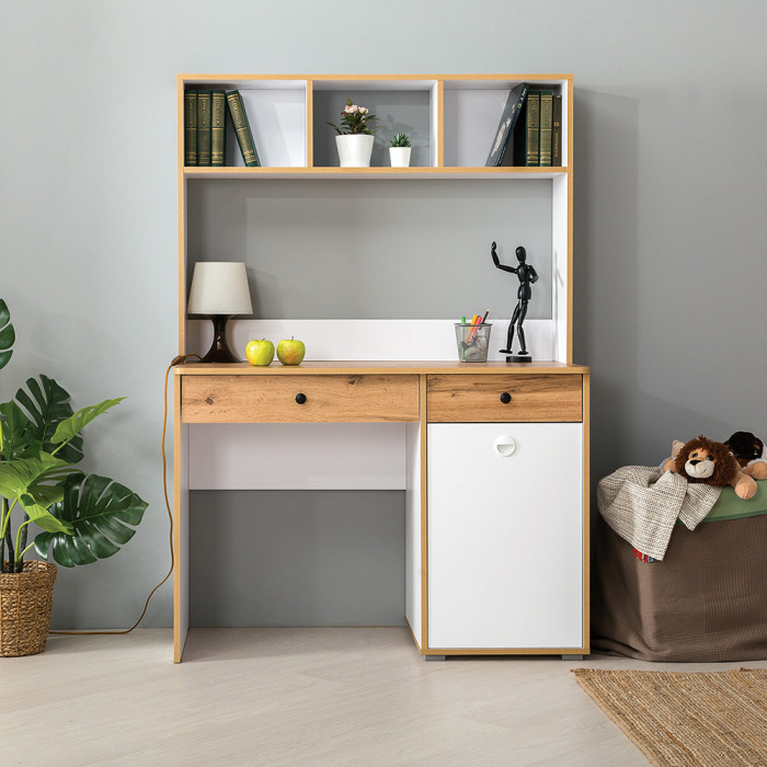 Вуди 13.161 Надстройка на стол, белый премиум/дуб крафт золотой