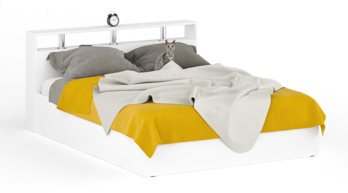 Камелия спальня № 2 Кровать 1600 + Две тумбы + Стол косметич. + Зеркало + Шкаф 4-х, белый