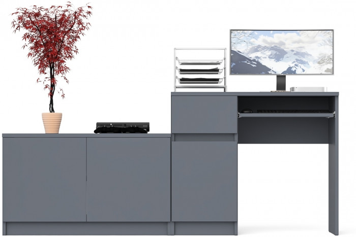 Мори компьютерный стол МС-1 левый + Тумба МА900.1, графит