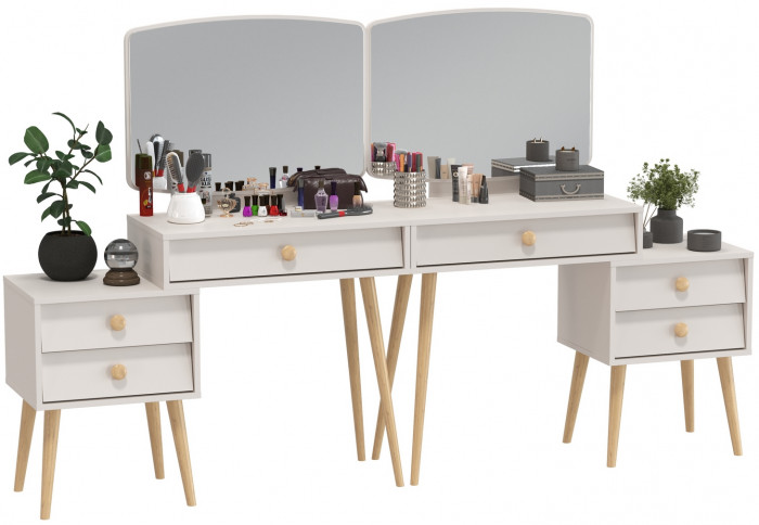 Афина Спальня Трюмо х 2, цвет кашемир серый, ШхГхВ 2х105х38,6х129 см., универсальная сборка