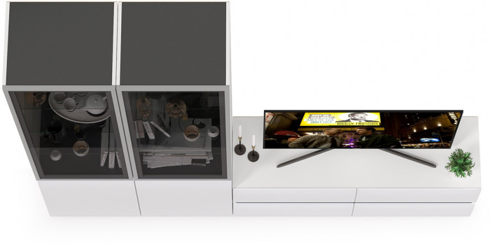 Сидней Комплектация № 011, корпус белый/чёрный/фасады МДФ белый глянец