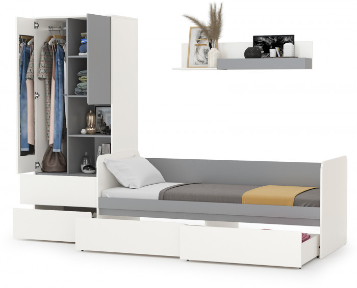 Торонто Компоновка № 20, белый шагрень/стальной серый