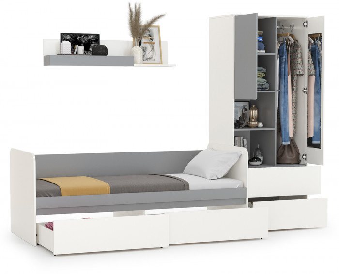 Торонто Компоновка № 20, белый шагрень/стальной серый