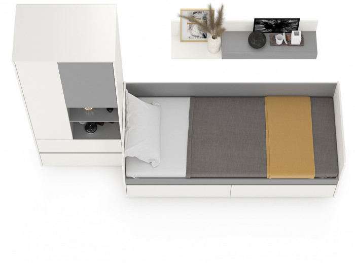 Торонто Компоновка № 20, белый шагрень/стальной серый