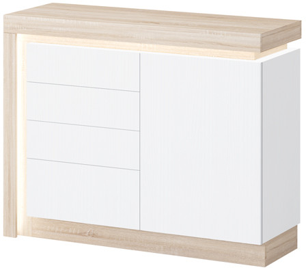 Астра Модульная Спальня, композиция 3, Белый глянец/Сонома (подсветка)