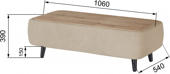 Стол журнальный Пай бежевый/мдф дуб канадский