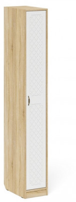 Прихожая П-6-500 Пенал, цвет дуб сонома/фасады МДФ белое дерево фрезеровка ромб, ШхГхВ 30х50х210 см., универсальная сборка