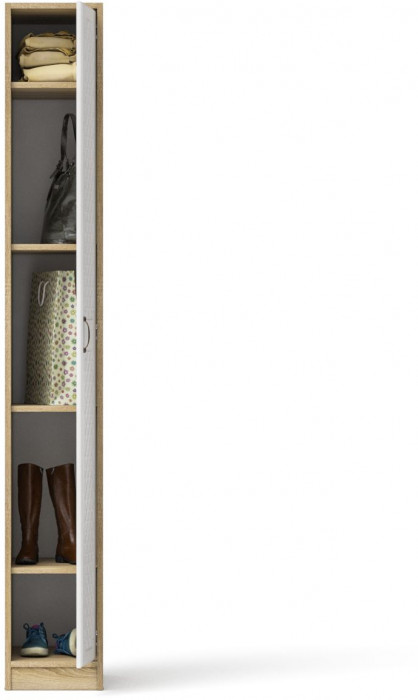 Прихожая П-6-500 Пенал, цвет дуб сонома/фасады МДФ белое дерево фрезеровка ромб, ШхГхВ 30х50х210 см., универсальная сборка