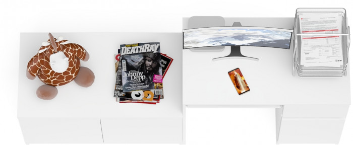 Мори компьютерный стол МС-1 правый + Тумба МА900.1, белый