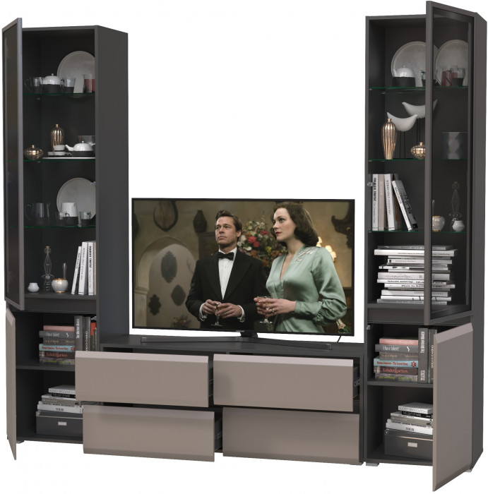 Сидней Комплектация № 011, корпус: антрацит/фасады: МДФ веллюто капучино