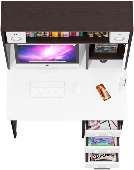 компьютерный стол С-МД-СК9, венге/белый шагрень