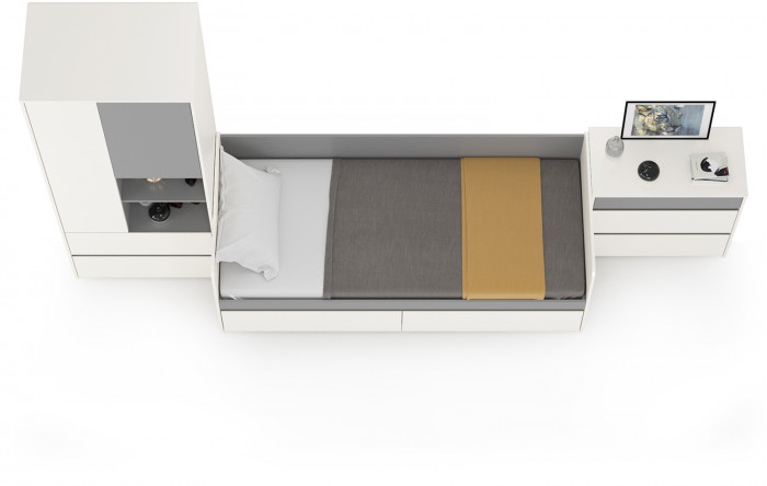 Торонто Компоновка № 21, белый шагрень/стальной серый