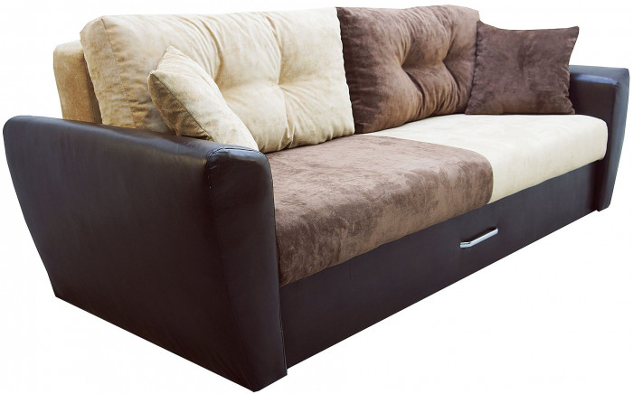 Диван-кровать Амстердам Люкс, 150х195, еврокнижка, пружинный блок, велюр/экокожа, комби