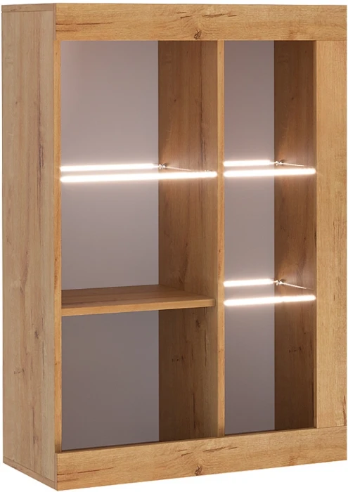 Прага Витрина универсальная ЛДСП Дуб вотан/Черный глянец