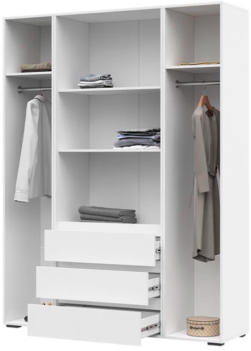 Хелен ШК 05 Шкаф 4х створчатый с ящиками (1600х2080х460) белый/белый