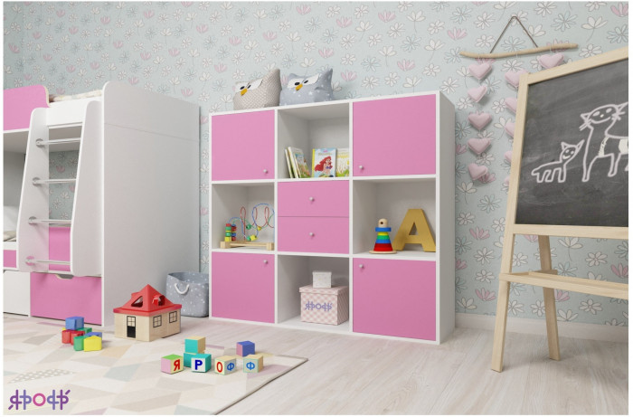 Стеллаж Джери (Ясень Анкор Темный/Голубой)