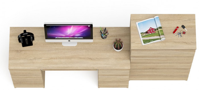 Мори Стол компьютерный МС-2 + Комод МК700.5, цвет дуб сонома, ШхГхВ 205,8х50х114 см., универсальная сборка
