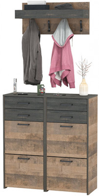 Трувор Прихожая 152, цвет дуб гранж песочный/интра, ШхГхВ 100х37х195 см.