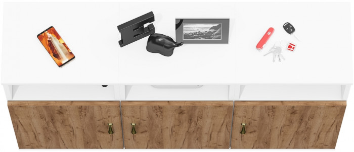 Лидер-8 Тумба МД 3.19 3 шт., белый шагрень/крафт золото