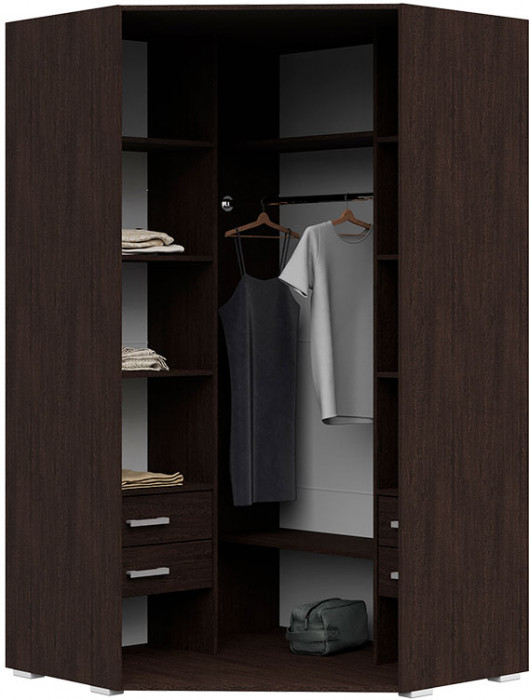 Вегас Шкаф угловой 2-х створчатый 1135*2000*1135 венге/белый глянец