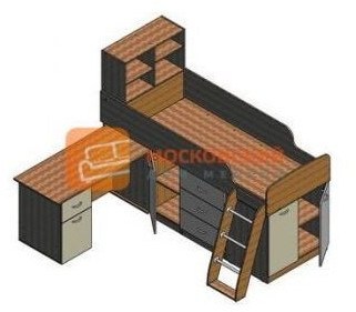 Детская кровать-чердак Дюймовочка-1, Белый / Венге