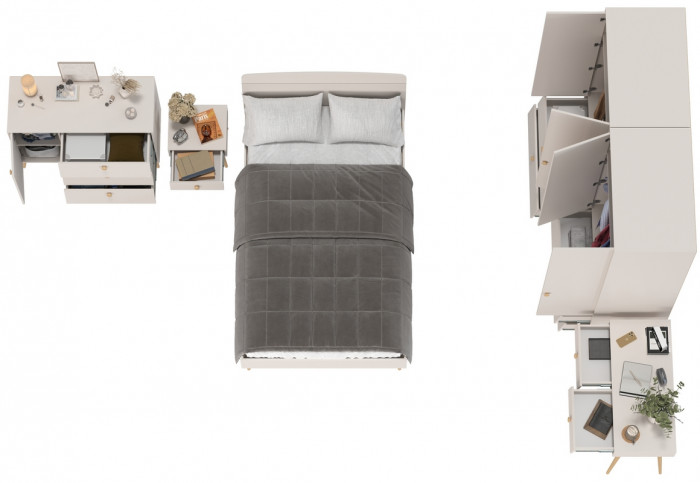 Афина Спальня 38-1200, цвет кашемир серый, сп.м. 1200х2000 мм., б/м, основание есть - фанера