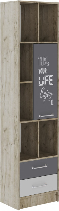 Шкаф-пенал Колибри-Лофт, Дуб крафт серый/Графит серый