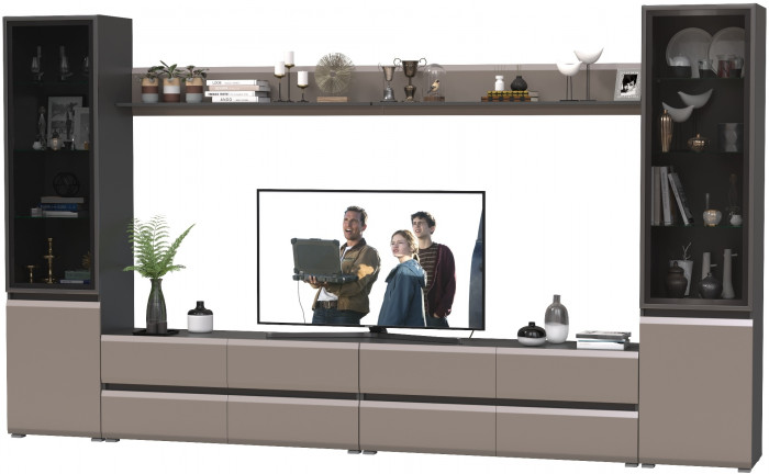 Сидней Комплектация № 103, корпус: антрацит/фасады: МДФ веллюто капучино