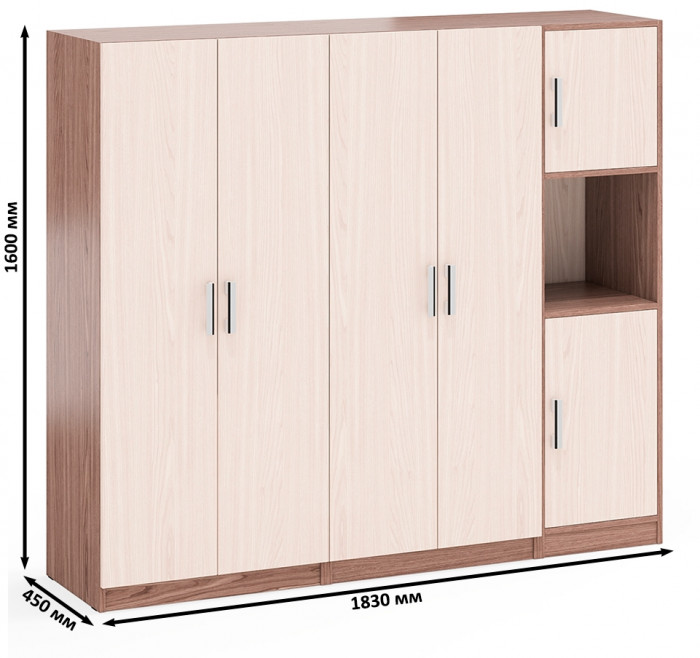 Шкаф С-МД-СК9Ш+Пенал С-МД-СК9П+Шкаф С-МД-СК9Ш, ясень шимо светлый/ясень шимо тёмный