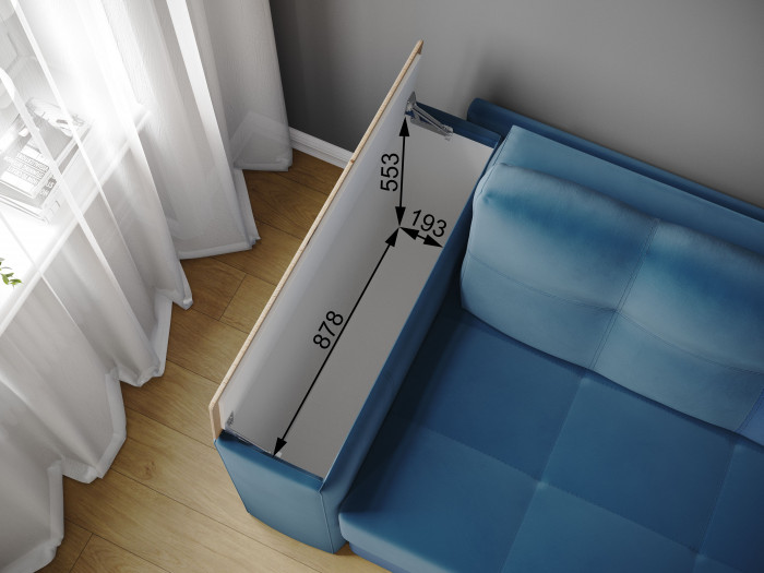 Диван раскладной Нави, светло-серый/мдф холст белый