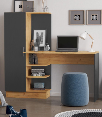 Стол компьютерный №1 Графит, Дуб Крафт