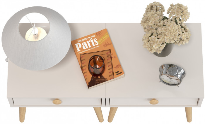 Афина Спальня Тумба прикроватная х 2, кашемир серый