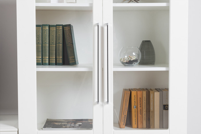 Валенсия Гостиная № 077, цвет ЛДСП белый шагрень/МДФ белый шагрень, ШхГхВ 272,2х38,3х225,2 см., универсальная сборка