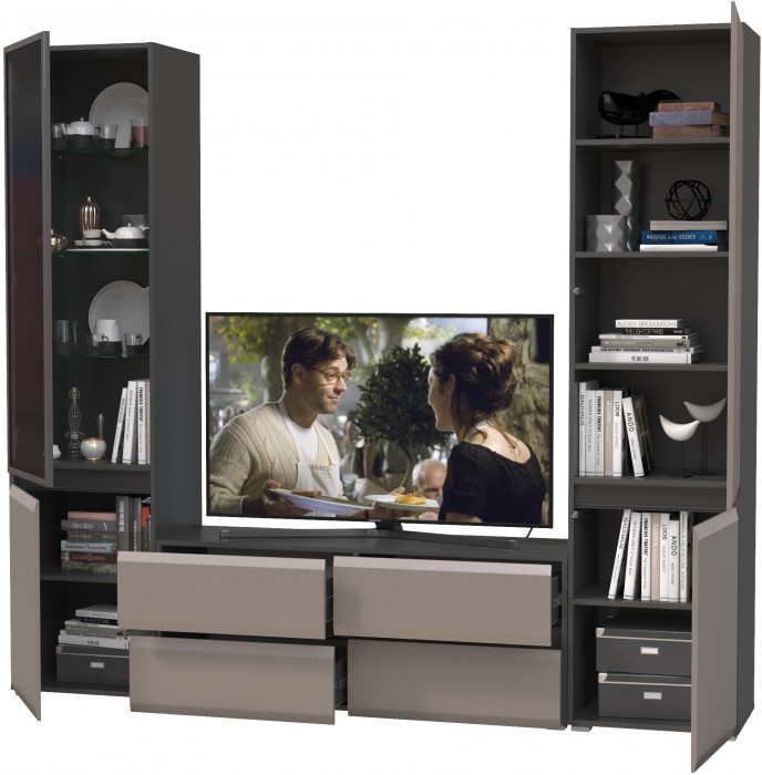 Сидней Комплектация № 013, корпус: антрацит/фасады: МДФ веллюто капучино