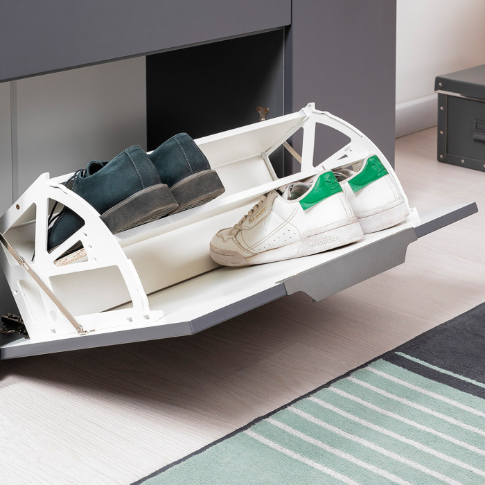 Октава Прихожая 03, цвет серый графит/дуб крафт золотой/фасады МДФ серый графит, ШхГхВ 129,8х35,4х197 см.