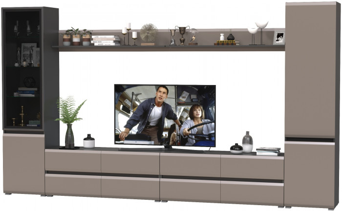 Сидней Комплектация № 104, корпус: антрацит/фасады: МДФ веллюто капучино