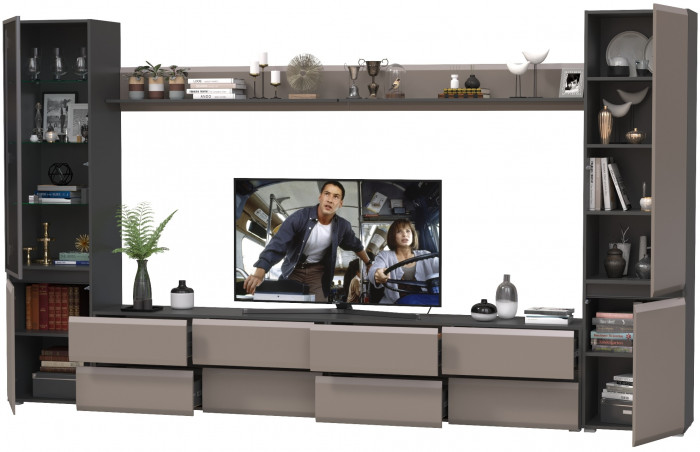 Сидней Комплектация № 104, корпус: антрацит/фасады: МДФ веллюто капучино