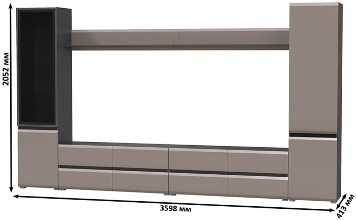 Сидней Комплектация № 104, корпус: антрацит/фасады: МДФ веллюто капучино