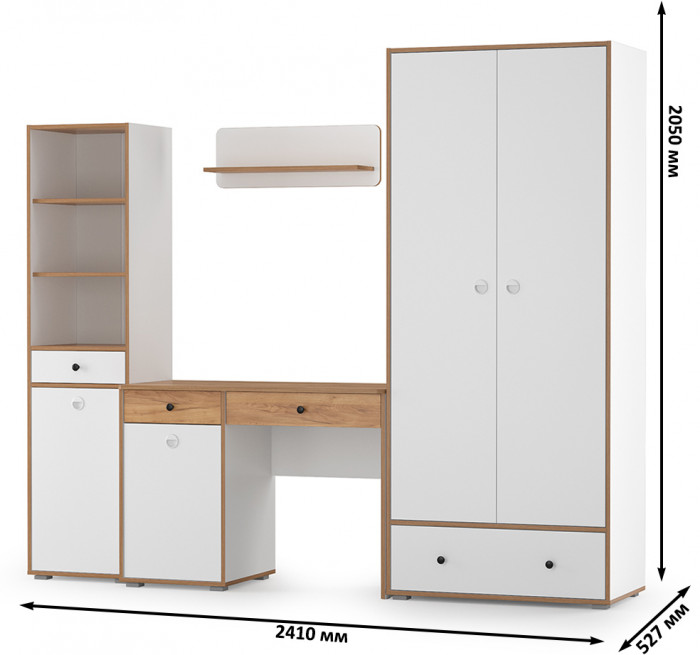 Вуди Компоновка № 22, белый премиум/дуб крафт золотой