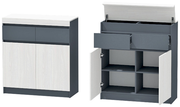 Модульная Прихожая Иннэс-10, набор 5, Графит/Ясень Анкор Светлый