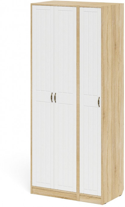 Прихожая П-6-500 Шкаф + Пенал, цвет дуб сонома/фасады МДФ белое дерево фрезеровка прованс, ШхГхВ 90х50х210 см., универсальная сборка