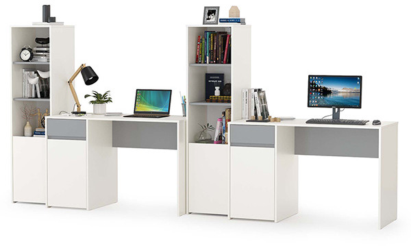 Торонто Компоновка № 07, цвет белый шагрень/стальной серый, ШхГхВ 320х53,1х149,7 см., универсальная сборка